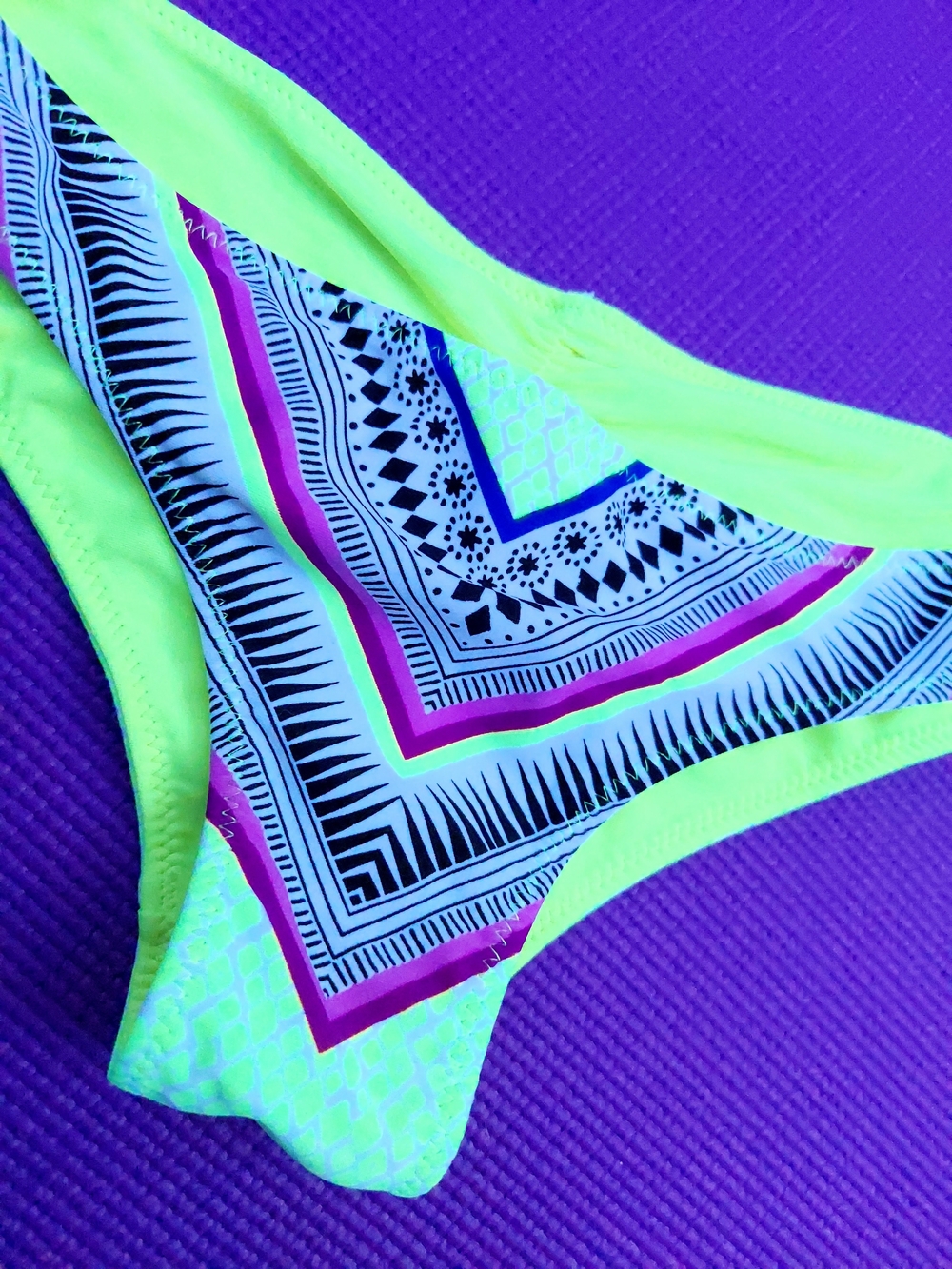 Neon Yellow Tribal Print Scrunch Butt Bikini Bottom